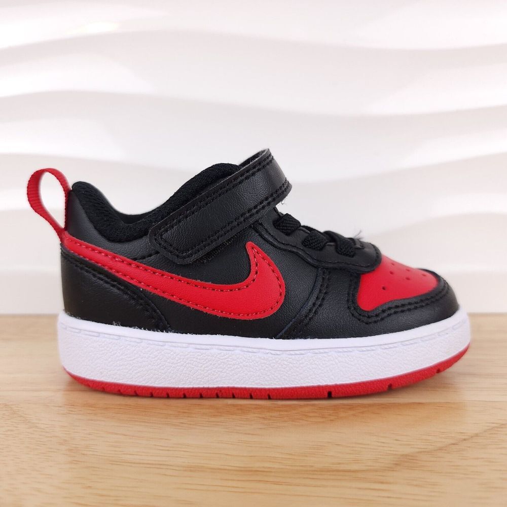 Nike Court Borough Low 2 Sneakers Size 5C Black University‎ Red Shoes BQ5453-007